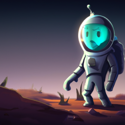 Astronaut exploring an alien planet